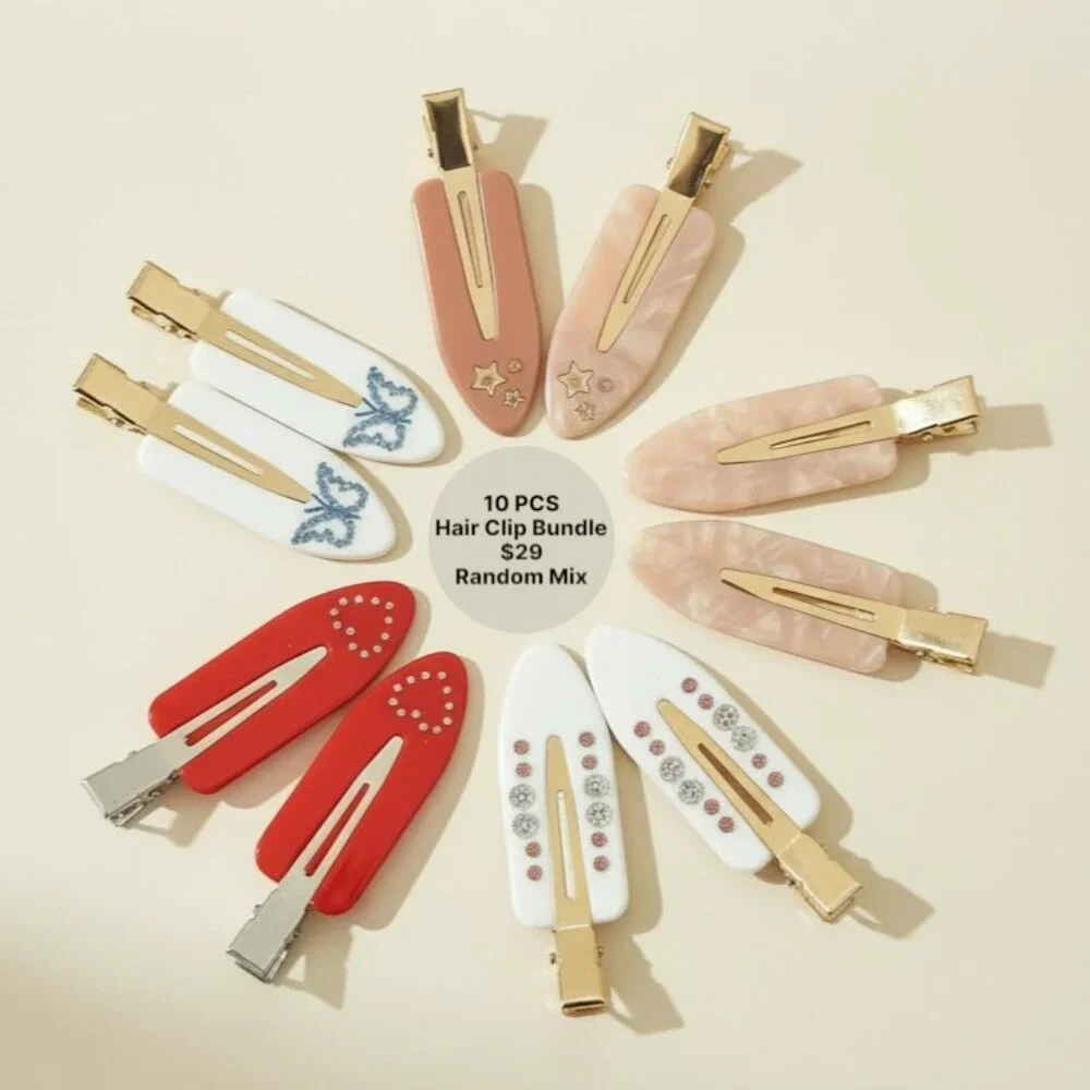 10PCS Hair Clip Bundle Random Mix Y2K Cute Snap Clips Aesthetic Hair Accessories
